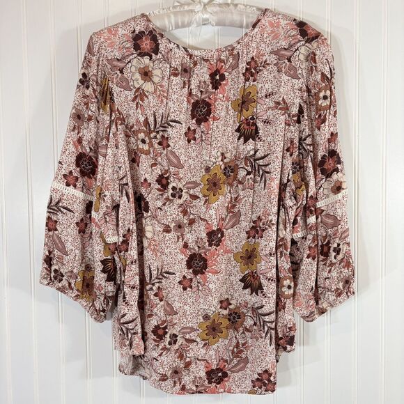 Knox Rose Womens Floral Peasant Top Size XXL Cottagecore Boho Fairy Hippie Flowy - Picture 2 of 11